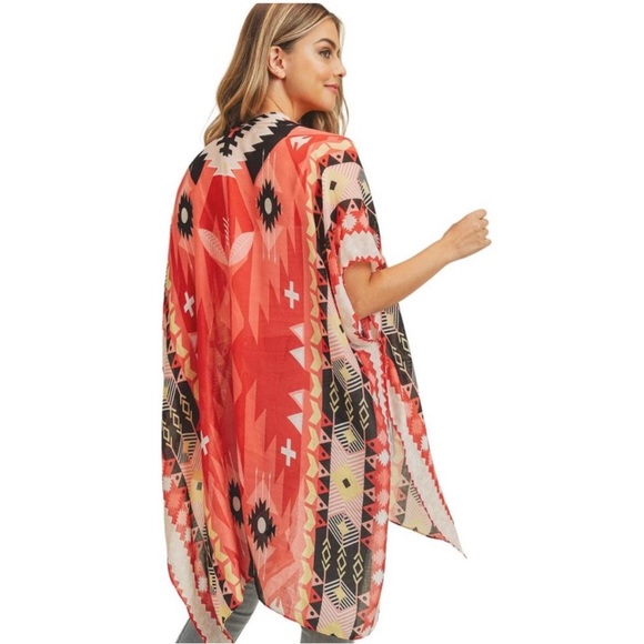 New Coral Bohemian Tribal
Print Kimono - Picture 4 of 5